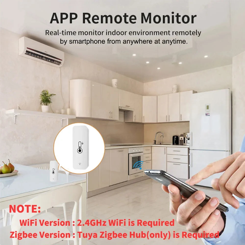 Tuya Zigbee WiFi Smart Temperature And Humidity Sensor Battery Powered ZigBee Smart Home Security Work With Alexa Google Home
