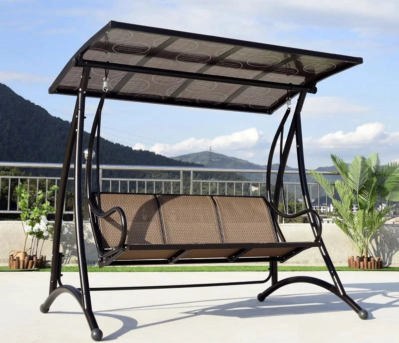 Outdoor Swing Balcony Rocking Chair Garden Patio Hanging Chair Outdoor Three Person Reclining Bed Internet Celebrity Swing Chair