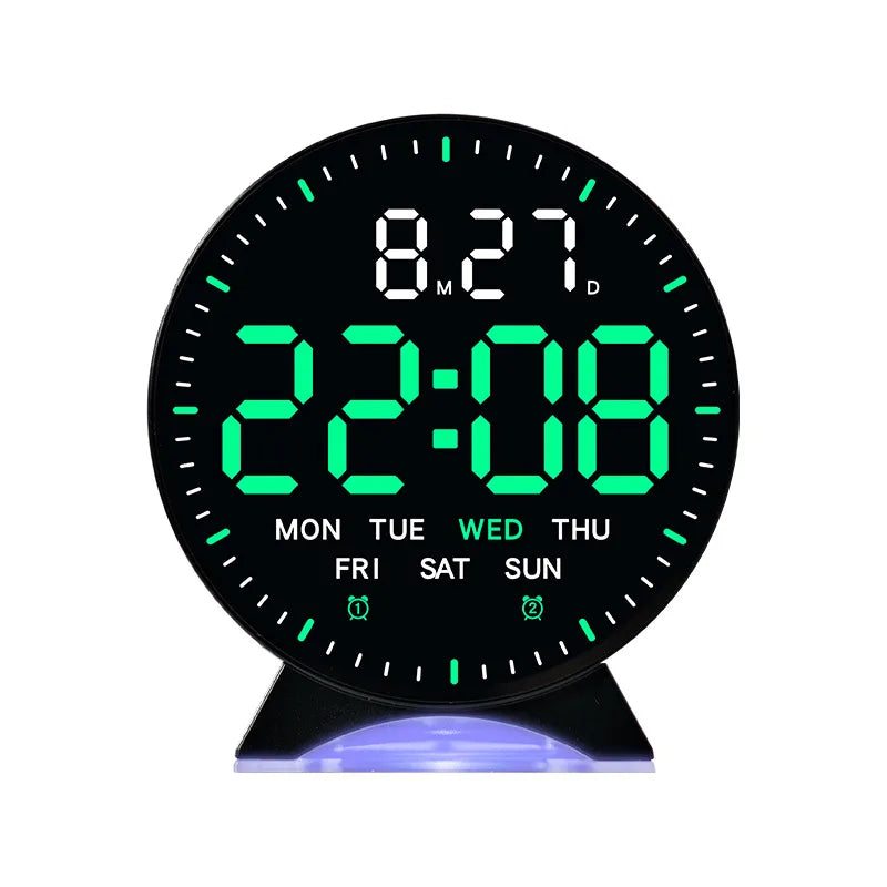 Digital Alarm Clock Week Date Second Hand Display Mood Light Dual Alarm Auto Dimmable Snooze Table Clock 12/24H DST LED Clock