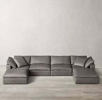 Furniture Modern simple light luxury corner sofa American rural retro cowhide tofu block cloud sofa
