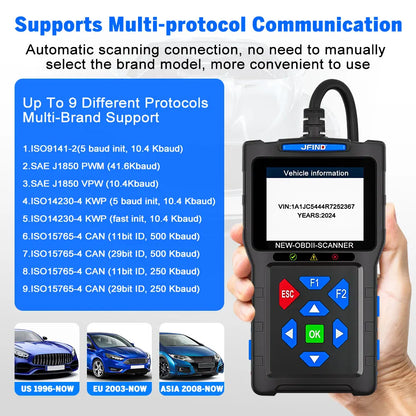 OBD2 Scanner Fault Code Reader JFIND JF700 Car Motorcycle OBDII Diagnostic Tools Voltage Charging Test for Yamaha Honda ELM327