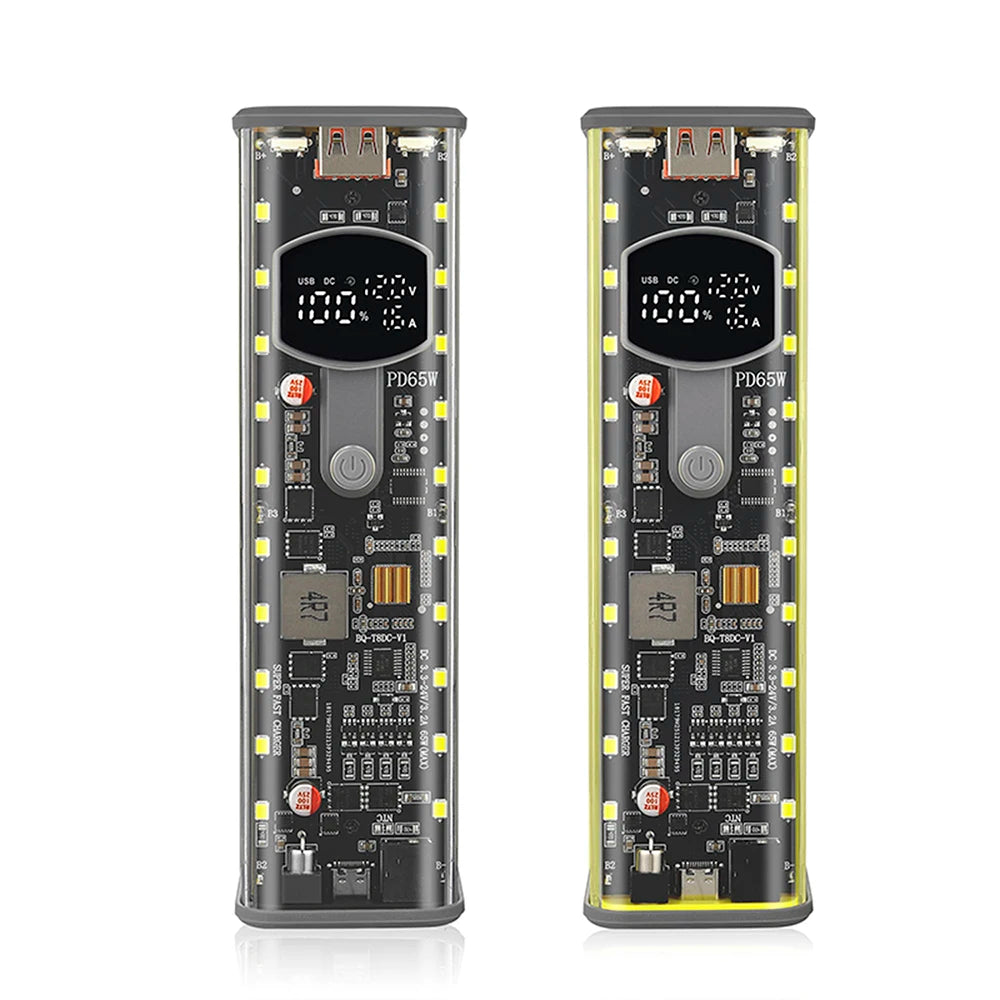 PD65W 45W Super Fast Charging DIY Power Bank Case Weld-Free 8-Cell 18650 Battery Storage Box Daul USB Type C Output