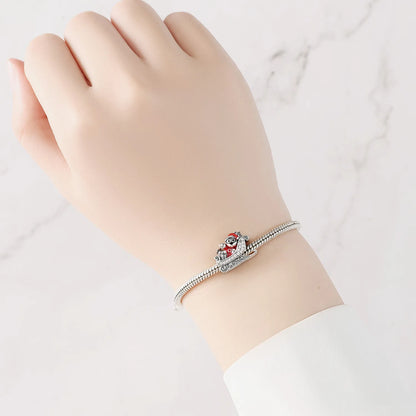 925 Sterling Silver Christmas Sleigh Santa Claus Pendant Holiday Party Charm Fit Original Charm Bracelets Women DIY Jewelry Gift