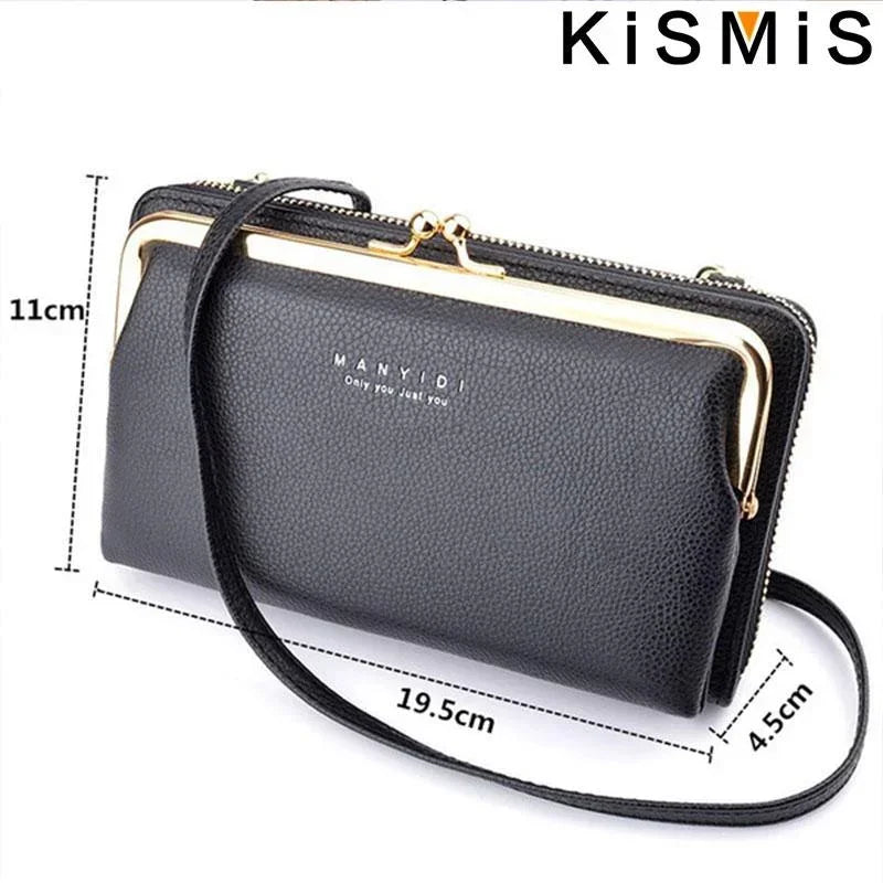 Ladies Crossbody Bag PU Leather Handbag Women Travel Casual Shoulder Bag Everyday Use Double Layer Mobile Wallet Clutch Purse