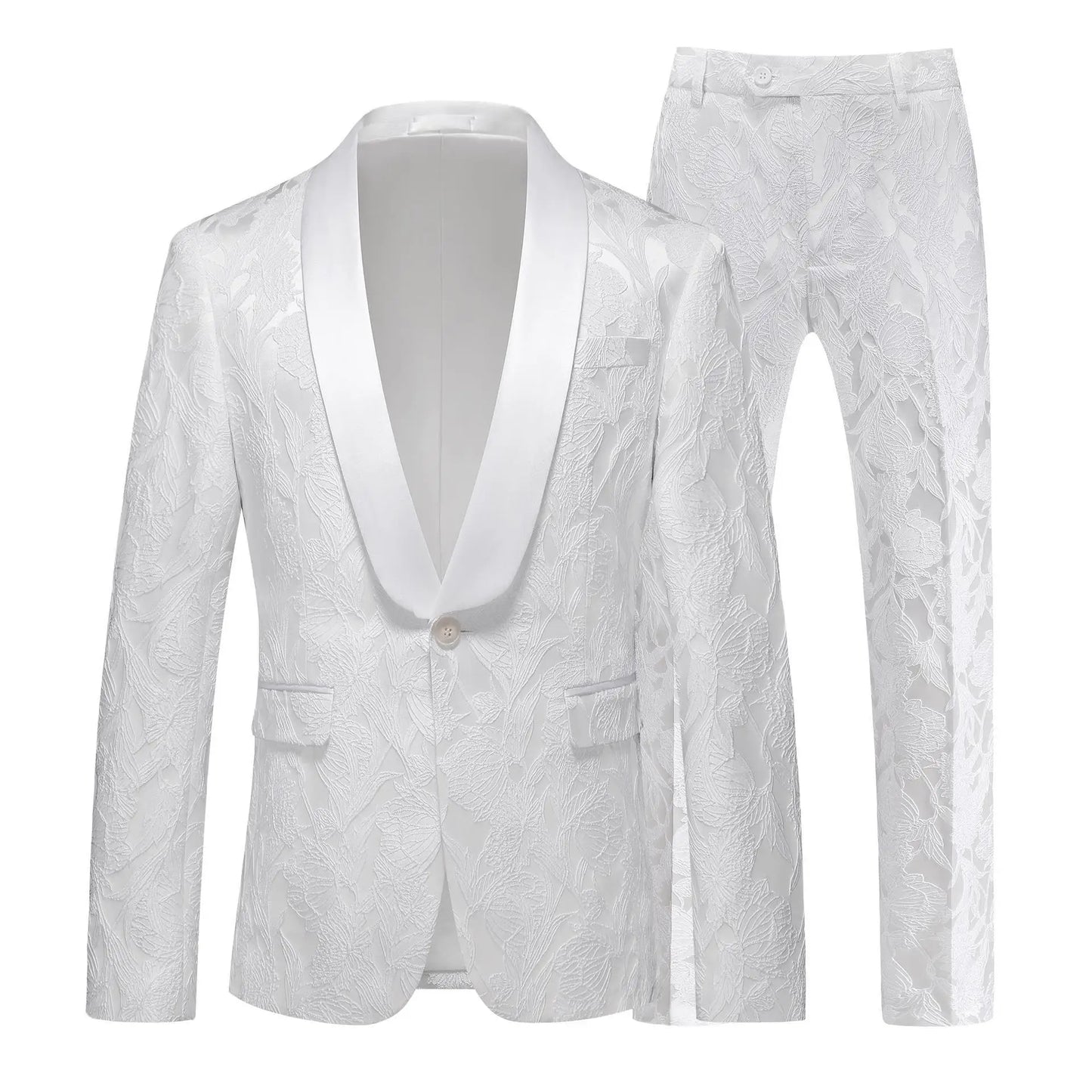 Man Outfit Fashion Printed Patchwork Slim Long Sleeve Men Suit Sets Single-breasted Blazer Straight-leg Pants Male 2-piece Suits