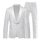 Man Outfit Fashion Printed Patchwork Slim Long Sleeve Men Suit Sets Single-breasted Blazer Straight-leg Pants Male 2-piece Suits