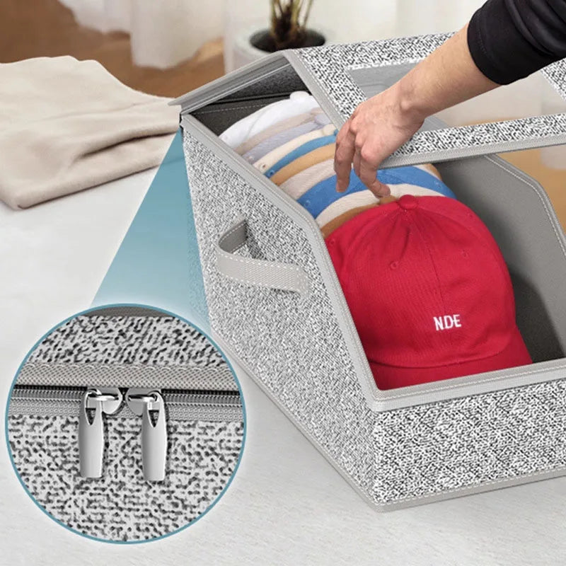 Multifunctional Large Capacity Foldable Baseball Cap Storage Box With Lid Dustproof Hat Organizer Container For Home Closet