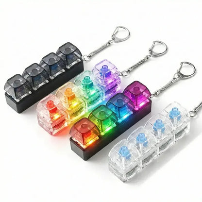 4-Button Light Up Keyboard Keychain Clickable LED Button Fidget Toys with Lights for Stress Relief Anxiety People Desk Accessory