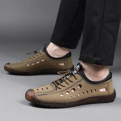 Men's Summer Hollow Out Slip-On Loafers, Breathable Soft Sole Wear-Resistant Casual Clog Shoes-8333