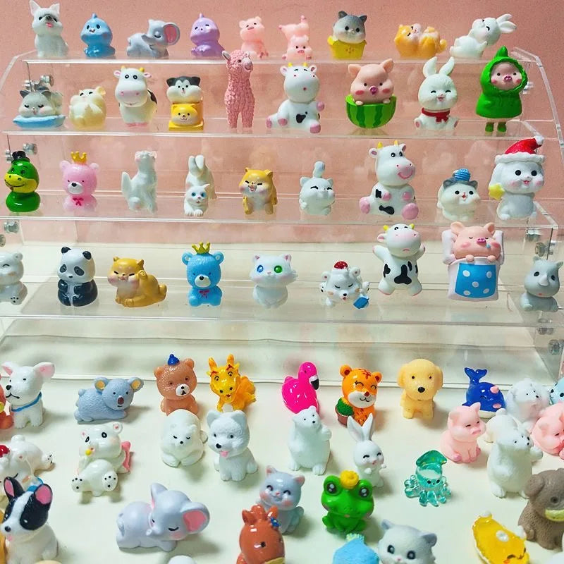 60pcs Mini Resin Animal Blind Box Creative Garden Decoration Miniature Landscape Luminous/Solid Color Animal Birthday Gift