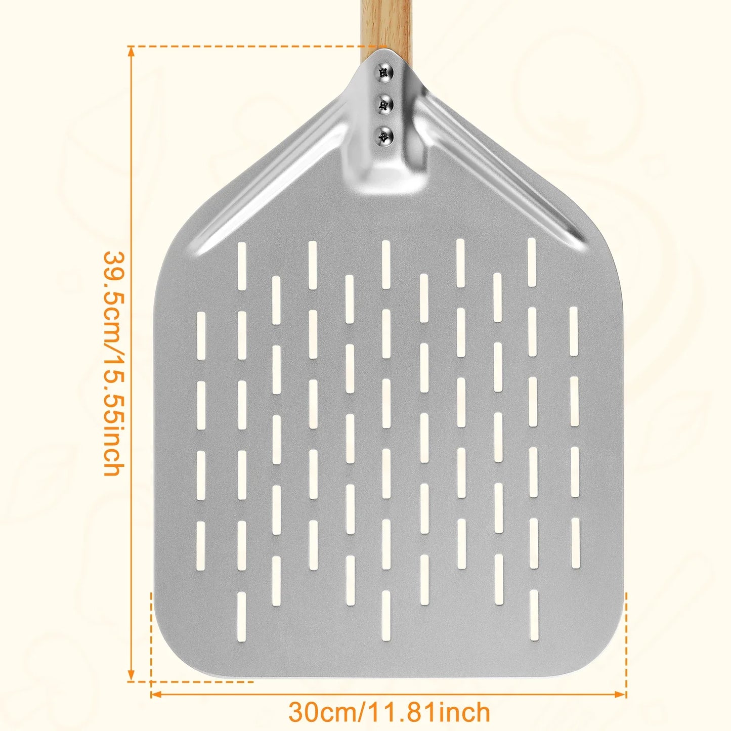 6.5/10/12inch Pizza Shovel Metal Non-Stick Pizza Peel with Wood Handle Cake Lifter Transfer Tray for Homemade Baking Pizza Bread