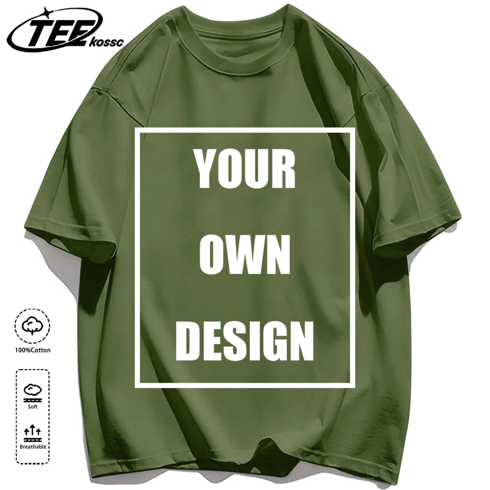 Men's Personalized T-shirt 100%Cotton Tee Custom Shirt Make Your Design Logo Text Men Women Design Your Gift Couple Tshirt