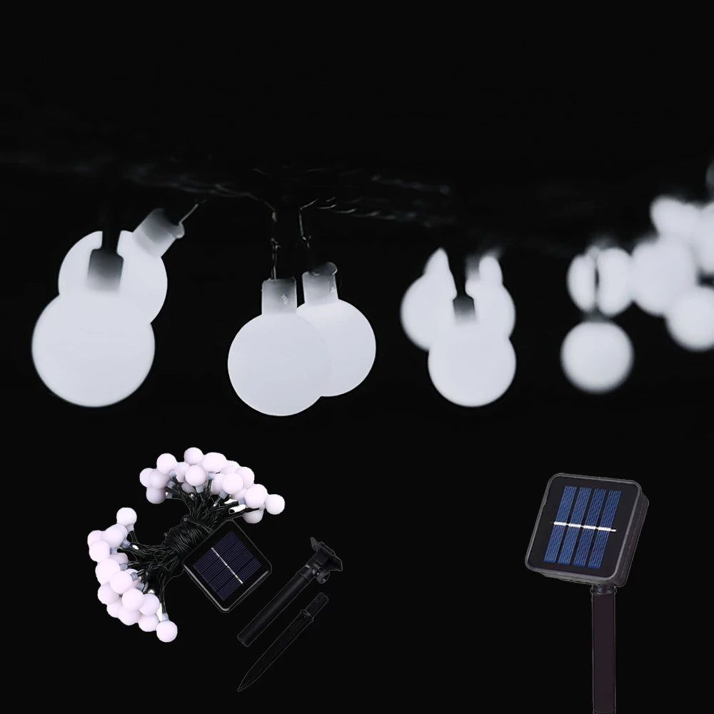 Solar String Lights Outdoor 200 LED Crystal Globe Lights Waterproof Solar Festoon Fairy Light for Garden Christmas Party Decor