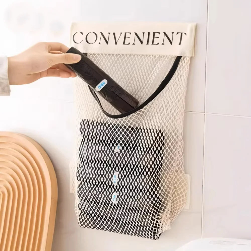 Hanging Storage Mesh Bags Kitchen Garbage Bag Storage Tools Wall-mounted Large-capacity Storage Bag Packaging Plastic Bag 1pc