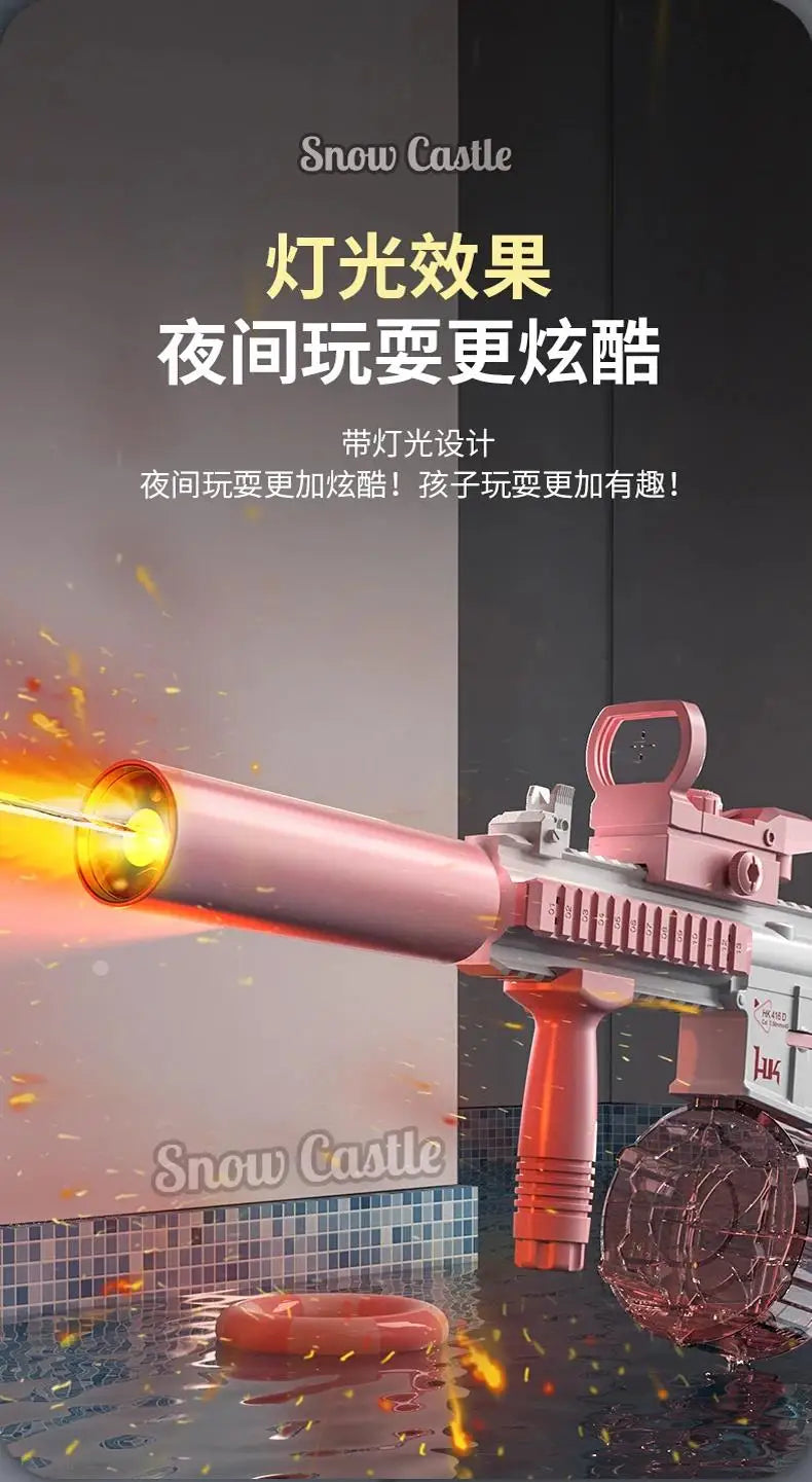 Water Gun Electric M416 Pistol Shooting Lighting Toy Gun Full Automatic Summer Pool Beach Toy For Kids Children Boys Girls Adult