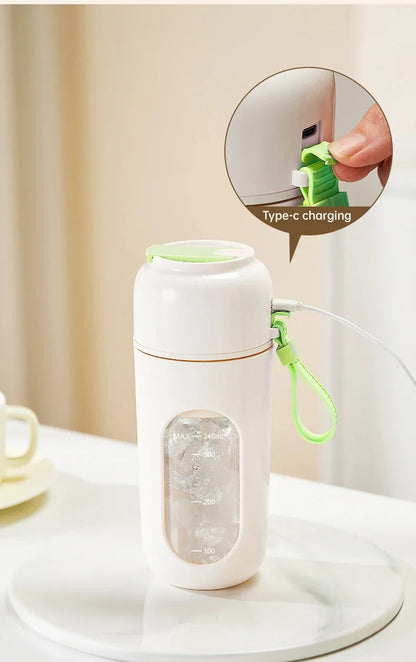 Portable Electric Juicer Cup 350mL for Smoothies Shaved Ice Juices12 Blade Stainless Steel Blender with Wireless Charging