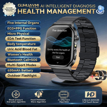 New Blood Lipids Uric Acid Blood pressure Smart Watch Men ECG+PPG Fitness Tracker Clock Heart Rate Bluetooth call Smart watches