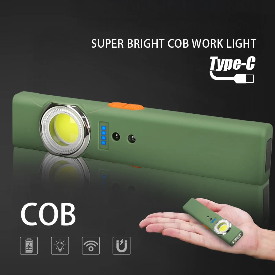Super Bright Keychain Flashlight Mini COB Portable Work Light USB Rechargeable Outdoor Camping Fishing Pocket Lamps With Magnet