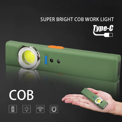 Super Bright Keychain Flashlight Mini COB Portable Work Light USB Rechargeable Outdoor Camping Fishing Pocket Lamps With Magnet
