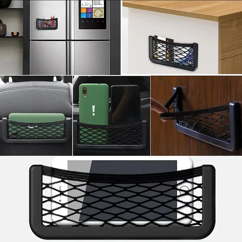 Car Storage Bag Nets Adhesive Auto Seat Organizer Door Side Net Pocket Multifunction 15-20cm Resilient Car Styling Storage Nets