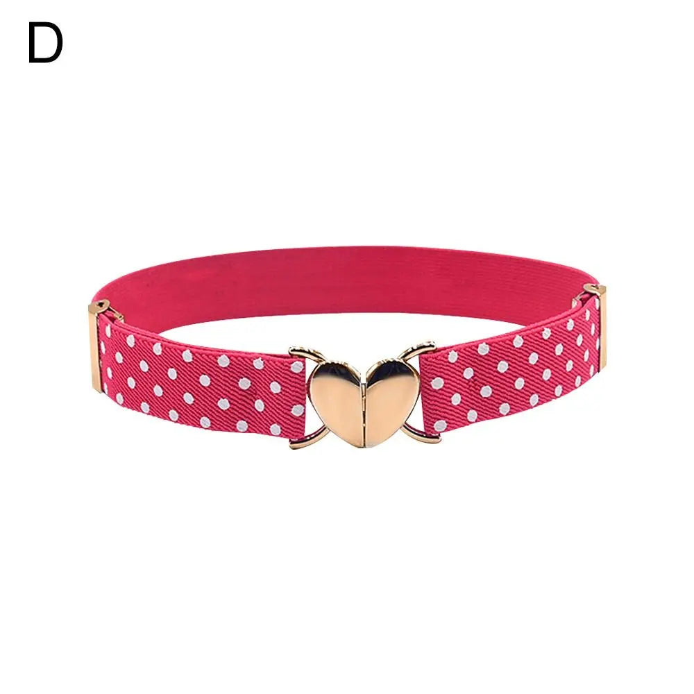 2022 Children Stretch Belts Girls Multicolor Adjustable Elastic Waist Belts with Heart Shape Buckle Waistband Accessories
