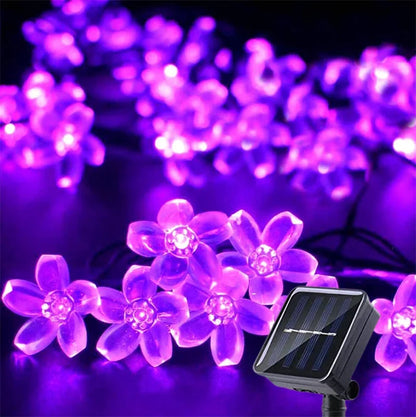 1pc 5/7/12/22M Solar String Sakura Lights 20/50/100/200LEDS Outdoor Waterproof Festival Garden Decorative Lights