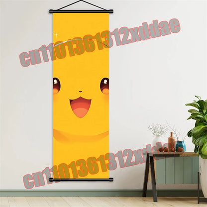 Pokemon Anime, Bulbasaur, Charizard, Eevee, Pikachu, Print Art White Canvas Scroll Painting Modern Room Decor Wall Art Painting