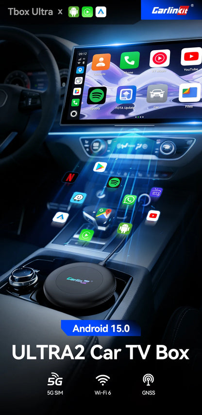 2026 5G Car Ai box SM6350 CarPlay Wireless Android 15.0 Ultra2 Android Auto Wireless Ai Box Support Youtube Netfilx IPTV BT5.1