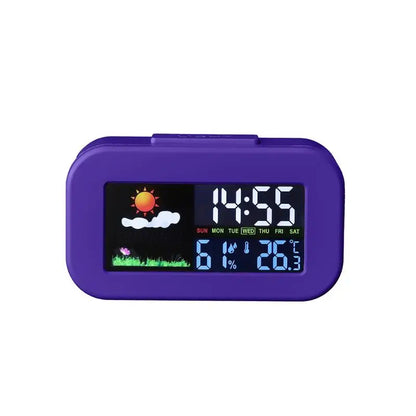 Weather Station Clock with Bright Color LCD Screen for Comprehensive Temperature and Humidity Measurement Best for Study Room