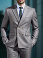 2026Business No-IronDouble-BreastedGolden Button Suit 2pcsTrendy Men's Retro Solid ColorSimpleSlimFit Stylish