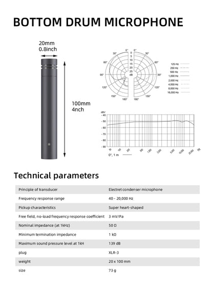 Instrument Microphone E608 7-Piece Wired Drum Mic Kit Dynamic Kick Bass Tom/Snare Cymbals Use For Drums Vocal Band DJ Stage Inst