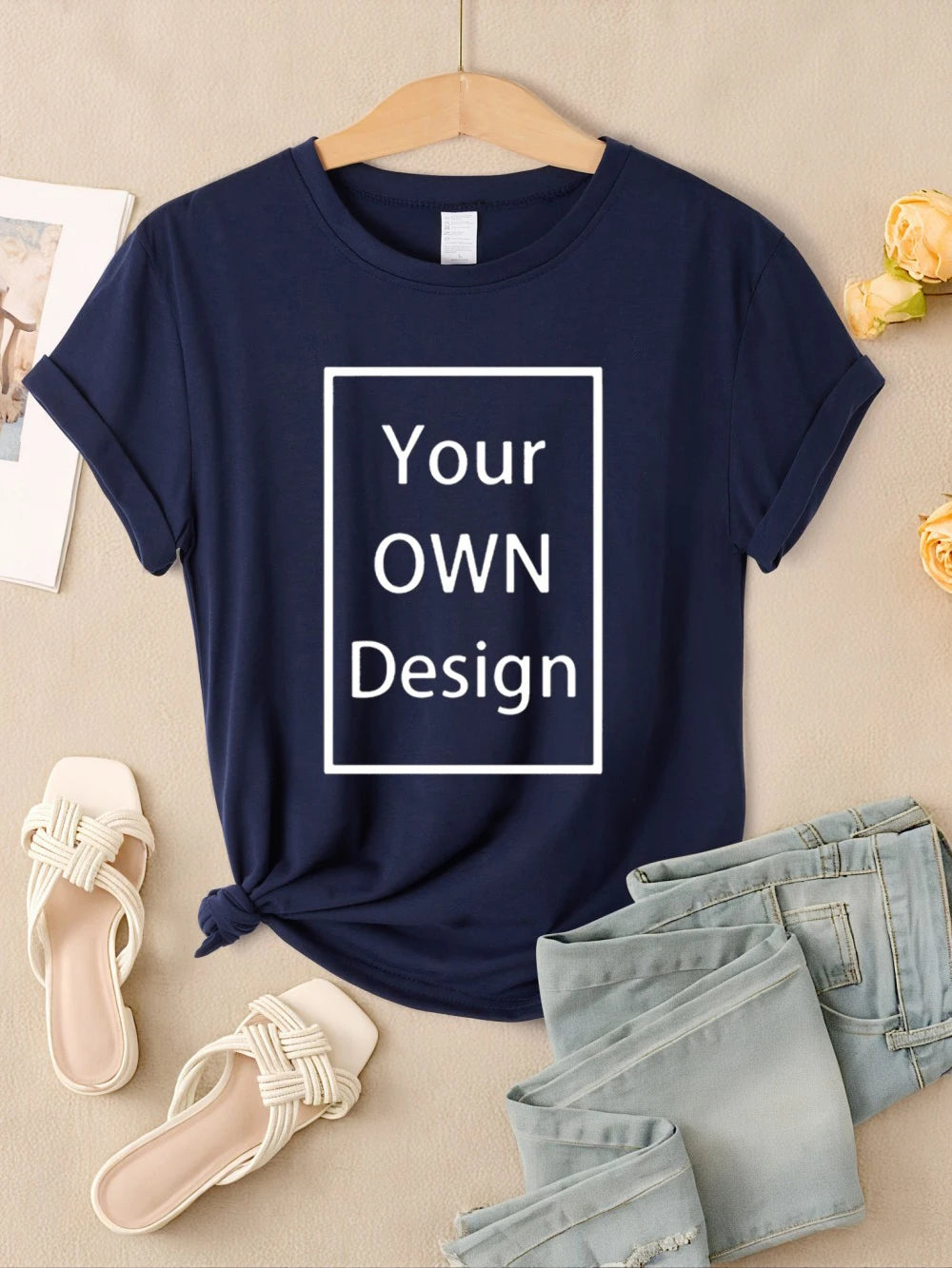 Summer Custom Womens T-Shirts DIY Logo/Graphic Tops Basic Multicolor T Shirt Loose O-Neck Short Sleeve Tees Casual Woman Clothes