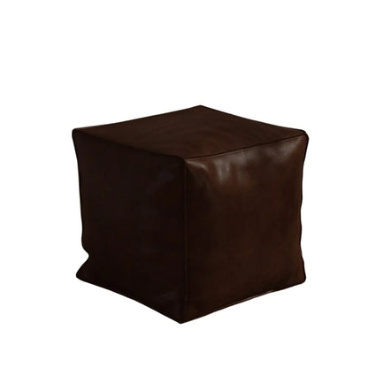 Light Luxury Non-Slip Storage Stool Large Capacity No Fillings PU Leather Ottoman Square Thicken Leather Pouf Balcony