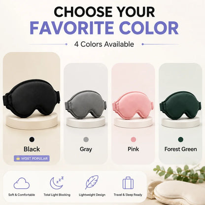 3D Contoured Sleep Eye Mask With Earplugs Zero‑Pressure Light Blocking Blindfold Adjustable Strap Soft Sleeping Mask For Travel