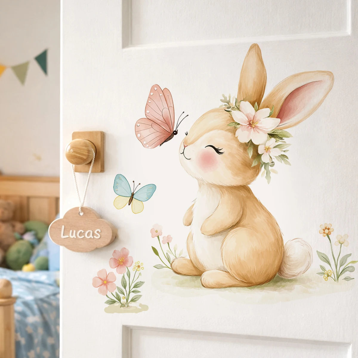 Easter Bunny Wall Sticker Cute Rabbit Family Nursery Wall Decals Kids Room Bathroom Vinyl Wall Art Baby Room Decor Spring Easter