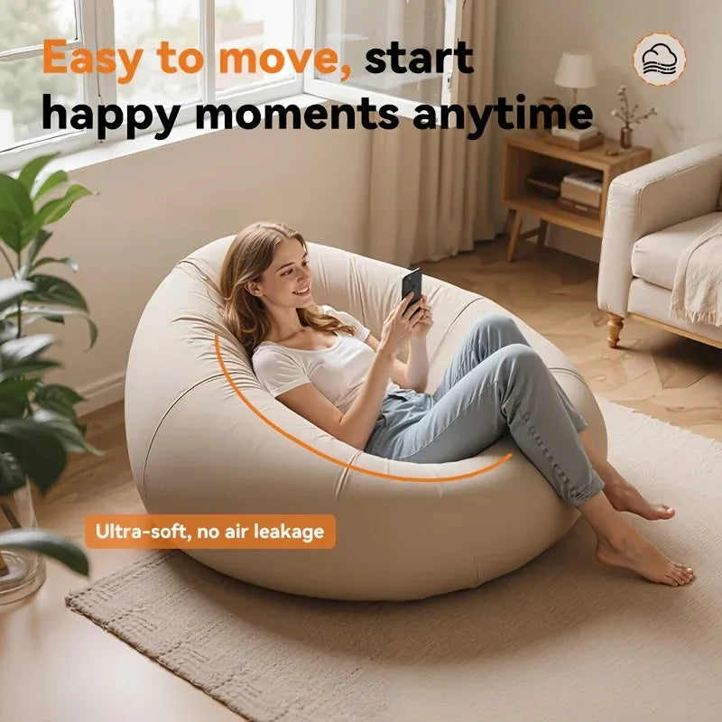 Inflatable Outdoor Lounge Chair Durable Polypropylene Air Pump Foldable Quick-Inflate Comfortable Seat for Patios Beaches Travel