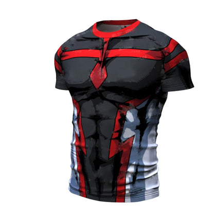 New Cosplay Printed Clothing Fitness Running T shirt Men O-Neck Cartoon Bodybuilding Sport Shirts Tops Gym Men T shirt