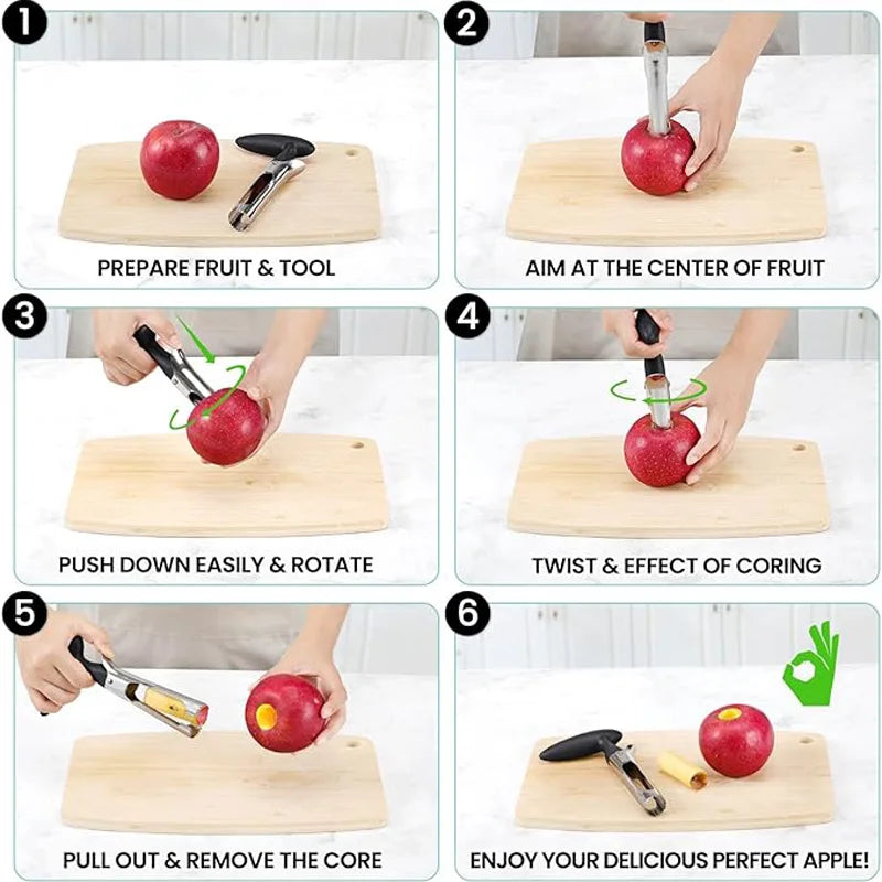 1pc High Quality Stainless Steel Kitchen Apple Core Tool Fruit Cutting Machine Sharp, Easy To Use and Clean and Durable