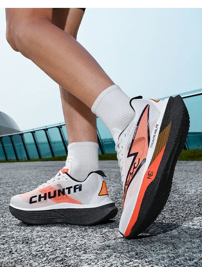 Men's and Women's Running Shoes Anti Slip and Shock-Absorbing Carbon Fiber Board Professional Marathon Chunta Sports Shoes
