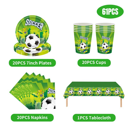 Football Birthday Decoration Party Supplies Tableware Balloons Set Candy Gift Boxes Football Birthday Gifts Kids Birthday Favors