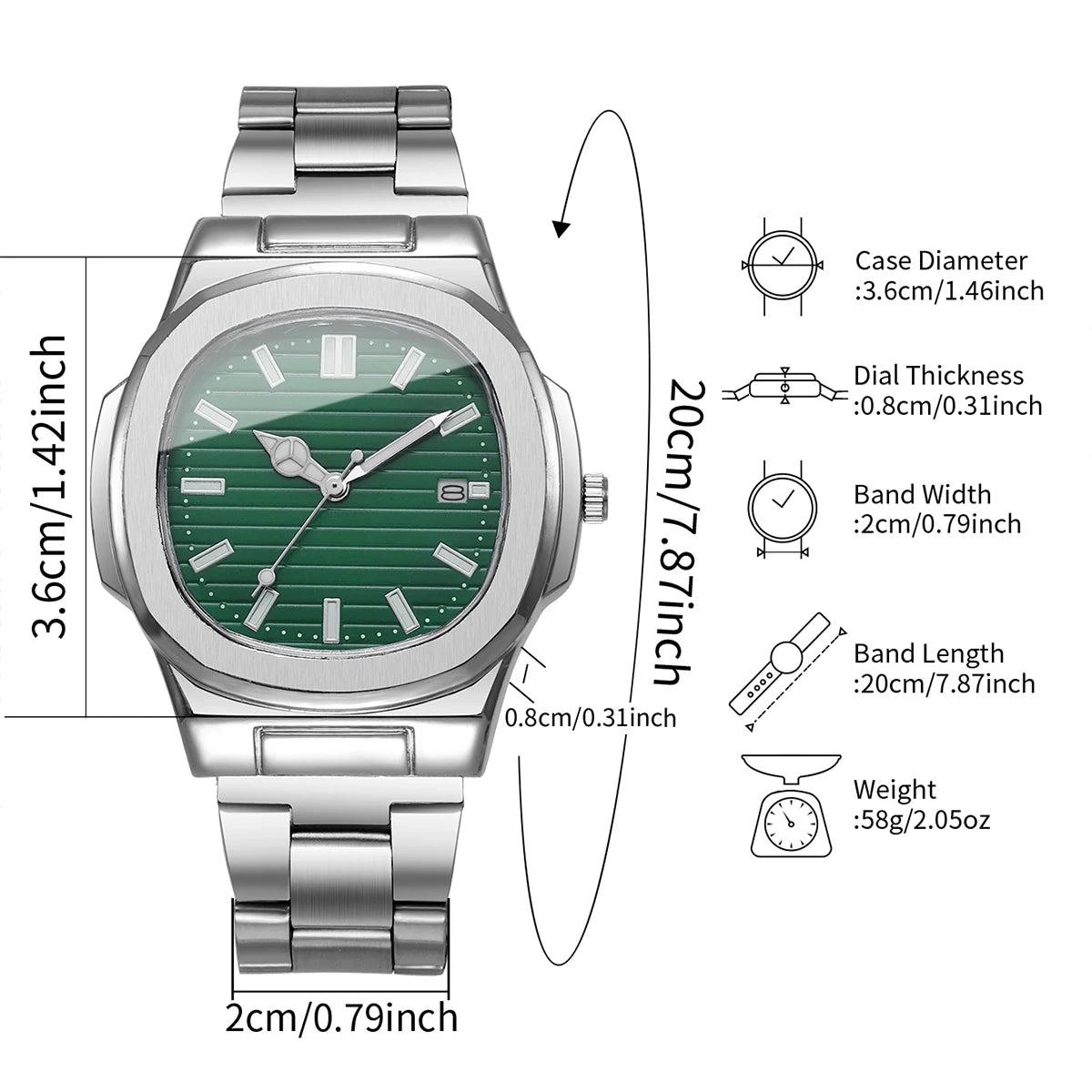 2/4PCS Men Business Watches Set Fashion Square Dial Quartz Wristwatch with Calendar lendar Reloj Hombre（Without Box）