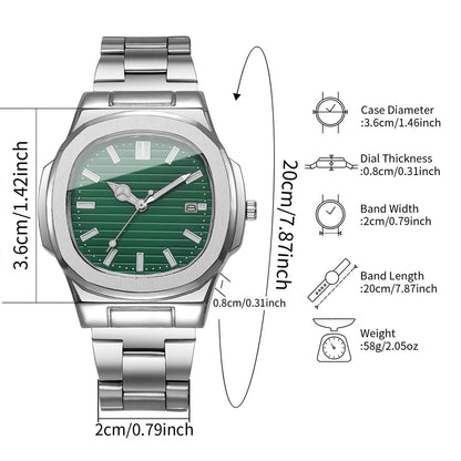2/4PCS Men Business Watches Set Fashion Square Dial Quartz Wristwatch with Calendar lendar Reloj Hombre（Without Box）
