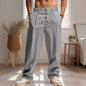 Men's Cotton Linen Long Pants Summer Solid Color Breathable Linen Trousers Male Casual Elastic Waist Casual Pants  Men ﻿