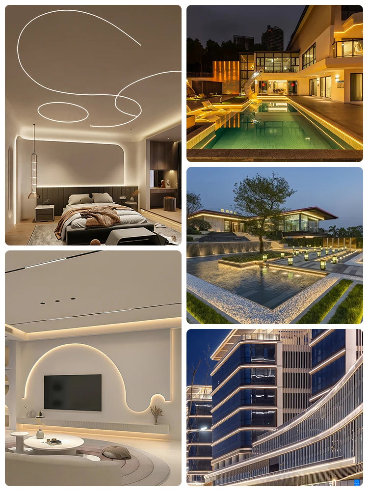 LED flexible silicone light strip embedded 24V waterproof tubing linear lamp concealed installation flexible soft light strip