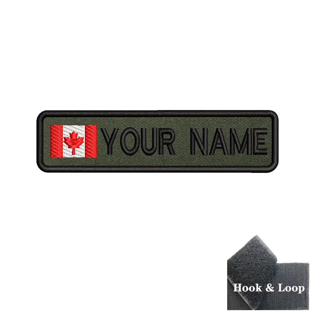 1PC 10cmX2.5cm Custom Name Flag Patch Badge Iron On Hook Loop Army green Netherlands Germany Russia France Belgium Italy Spain