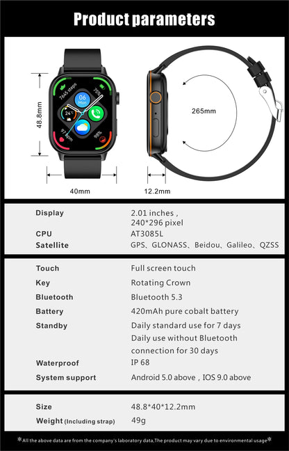 2026New Military Dual-band GPS Smart Watch Compass IP68K Waterproof Bluetooth Call Heart rate Sports Smart Watch For IOS Andriod