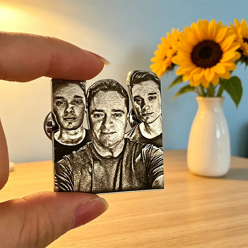 Stainless Steel Your Logo Photo Customized Pins Badges Personnalisable Portrait Picture Custom Pin Chest Studs for Bag Clothing