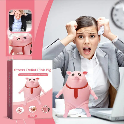 Creative Strange Toy Pig Cartoon Cute Pink La La Pig Toy Vent Pig Whole Person Pinch Music Stress Relief Toy Squeeze Pink Piggy