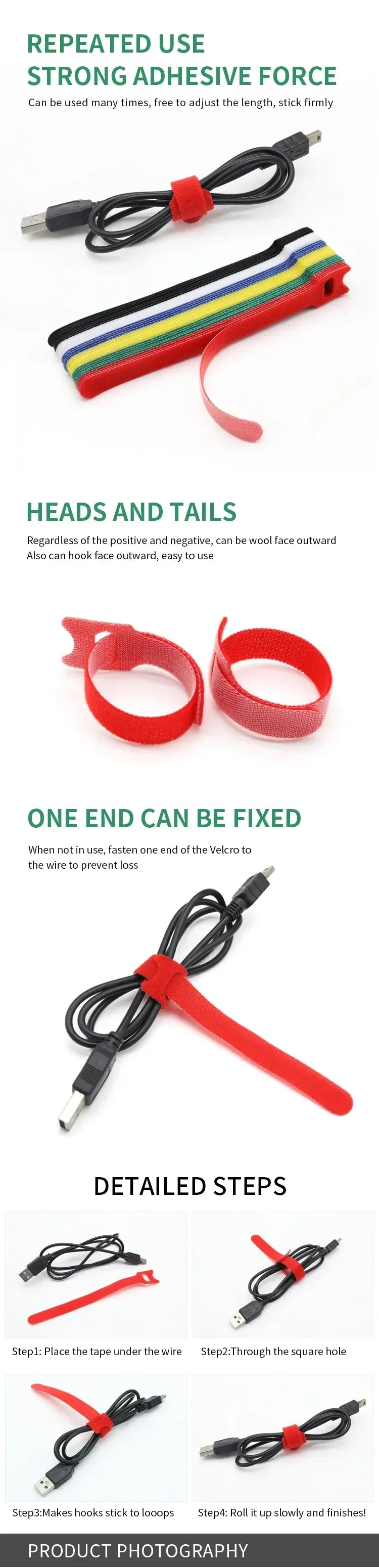 Releasable Cable Tie 150 200 250 300mm Plastics Fastening Reusable Ties Straps Nylon Wrap Zip Bundle Bandage Cable Organiser