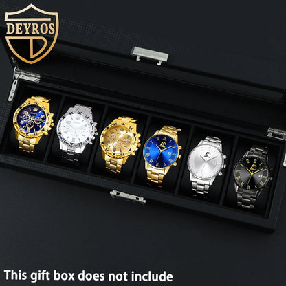 DEYROS 6 Pieces/Set Casual Fashion Men's Watch 6 Piece Set Quartz Men's Watch Alloy Strap Men's Ideal Gift Gift for Yourself